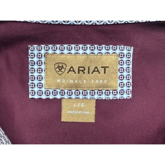 NWT Ariat Men's Long Sleeve Wrinkle Free Purple Button Up Shirt - Size L - Picture 6 of 7